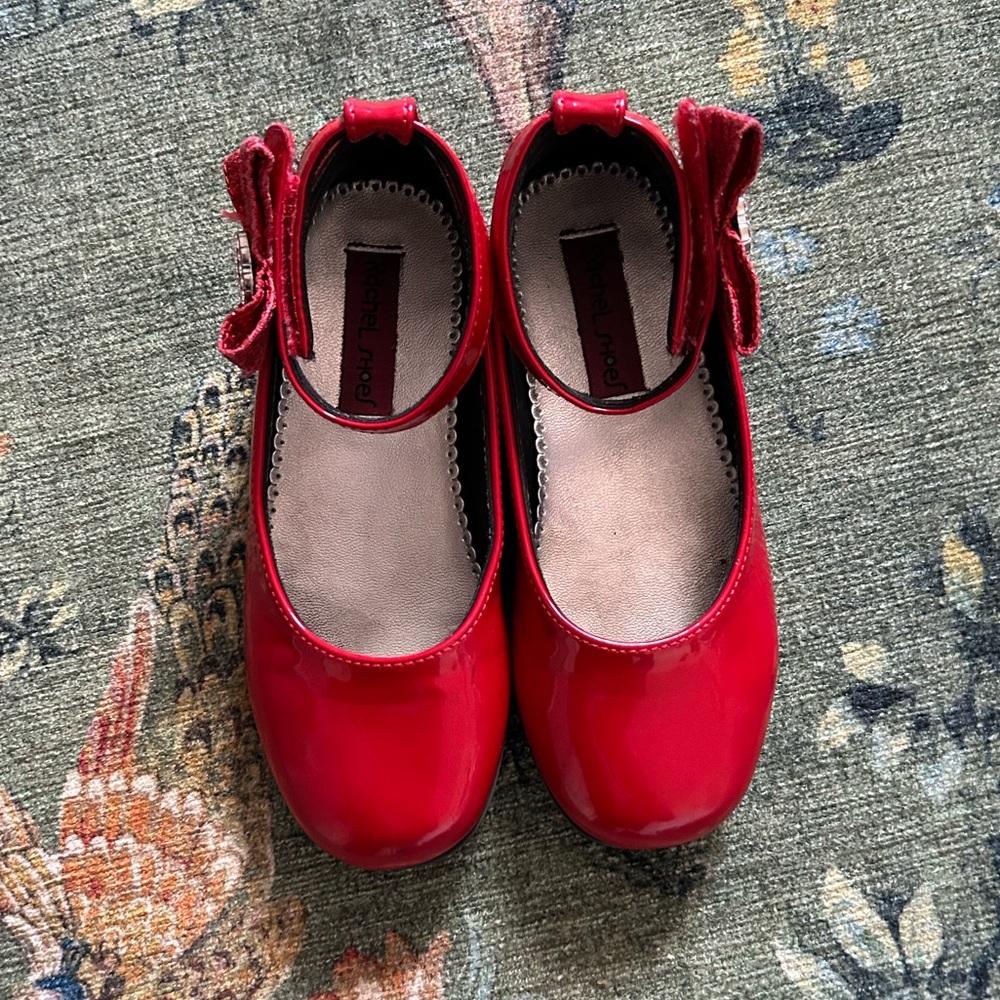 Shiny Red Kids Shoes with Bow size 11T